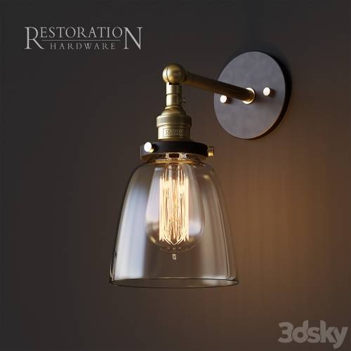 '3dsky Pro - 20th C. Factory filament clear glass cloche sconce'