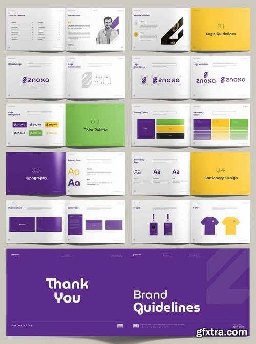 Modern Purple & Yellow Company Brand Manual Guidelines Layout 1618468975
