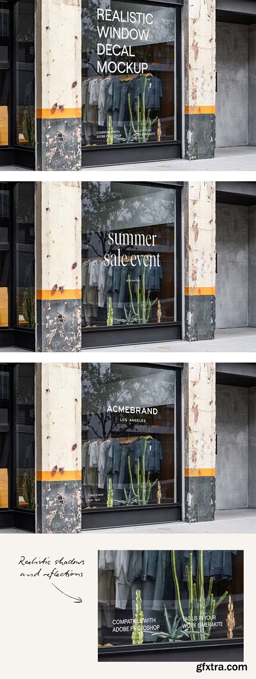 Realistic Urban Storefront Decal - PSD Mockup Template