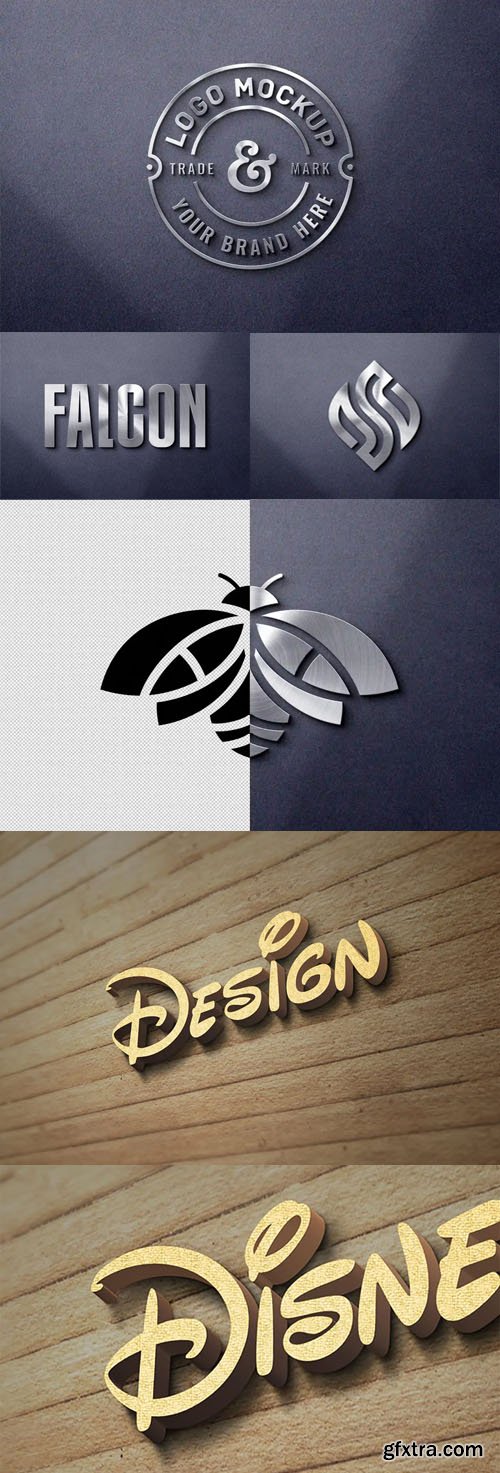 3D Metal & Wall Logos - PSD Mockups Templates