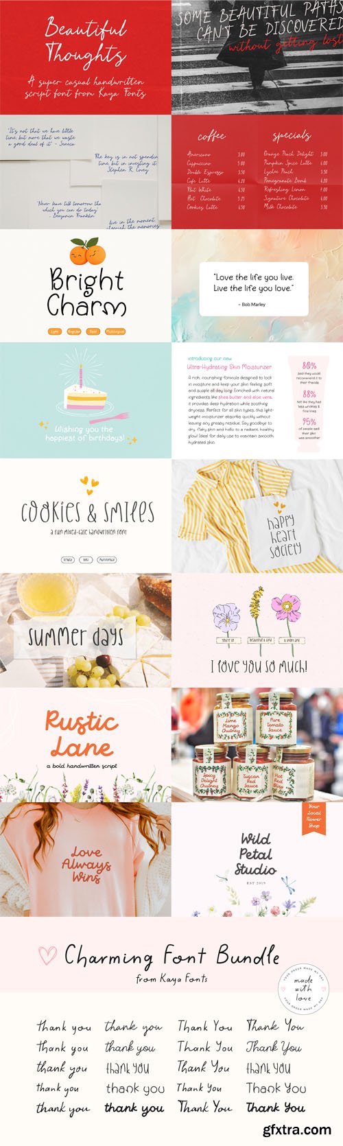 Charming Handwriting Font Bundle - 8 Premium Fonts