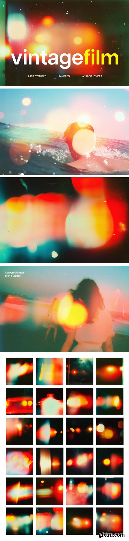 24 Vintage Film Overlays for Photoshop