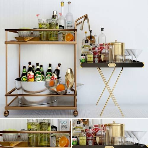 '3dsky Pro - A table with alcohol and a cocktail. Alcohol'