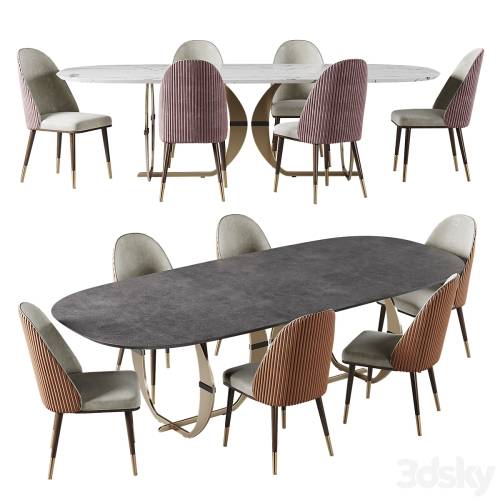 '3dsky Pro - Capital Collection CONVIVIO Oval dining table and Chair'