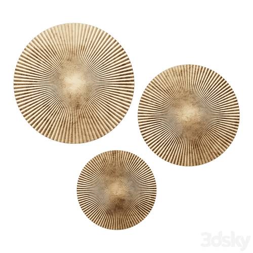 '3dsky Pro - CosmoLiving Wall Panel By Cosmopolitan Wood Contemporary Wall Decor - Set Of 3 - Gold - 24" X 24"'