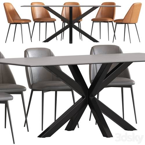 '3dsky Pro - Cult Furniture Heaven 8 Seat Dining Table and Marco Chair'