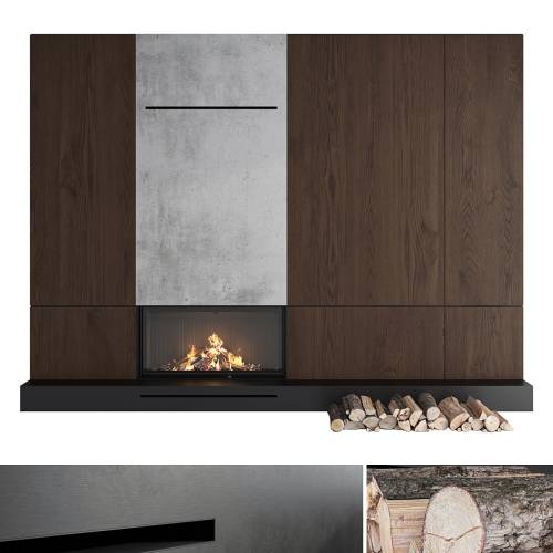 '3dsky Pro - Decorative wall with fireplace set 18'