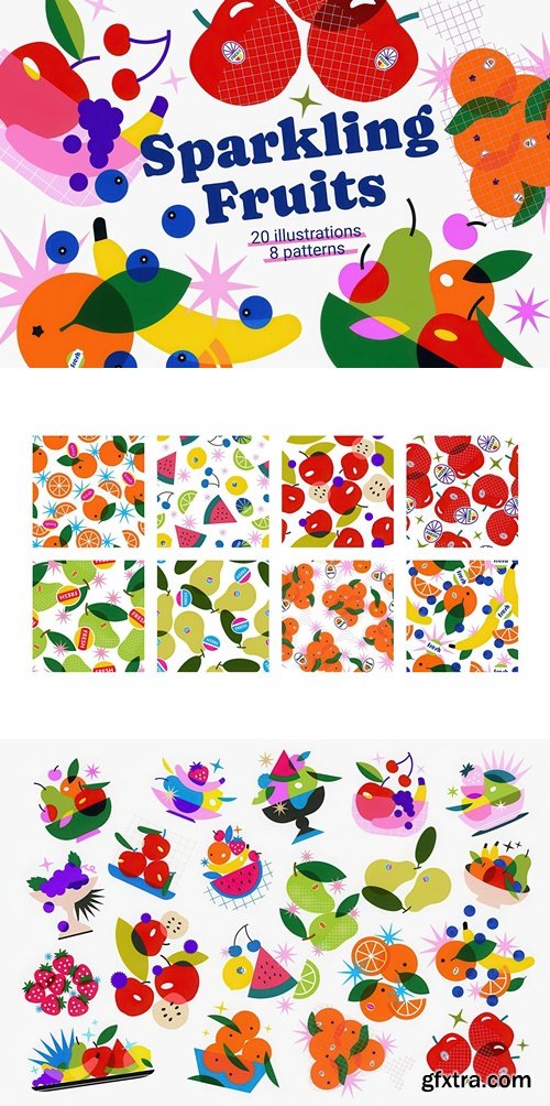 CreativeMarket - Fruits Illustrations & Patterns 291255873