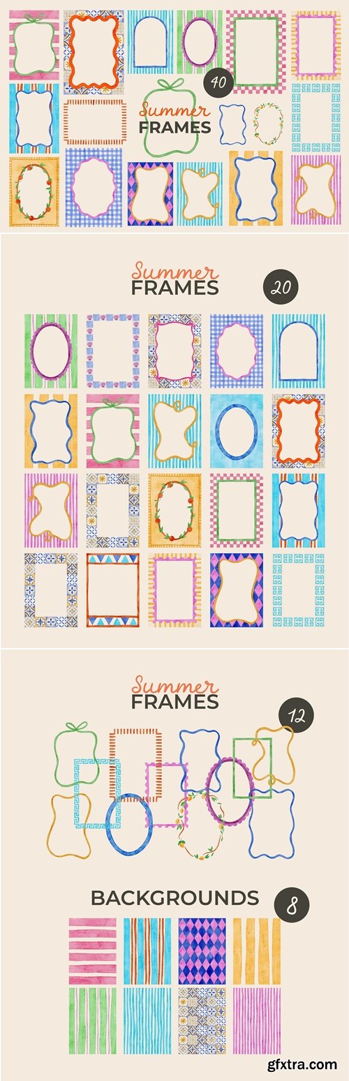 CreativeMarket - Watercolor Whimsical Frames 291562181