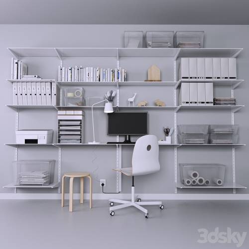 '3dsky Pro - Collection of office furniture with stationery, armchair and other accessories'