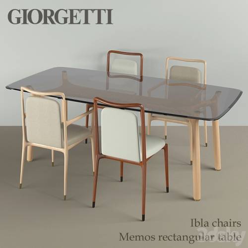 '3dsky Pro - Giorgetti ibla chairs & memos rectangular table'