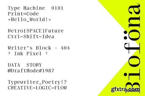 Biofona Mono Serif Typewriter Brand Identity