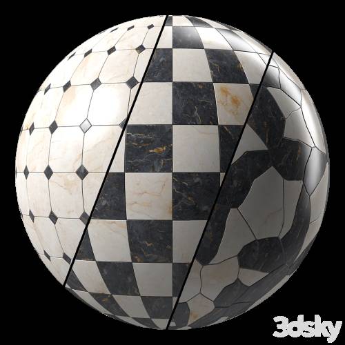 '3dsky Pro - Marble Tile Materials 15- Marble Mixed by Stone - Pbr 4k Seamless'