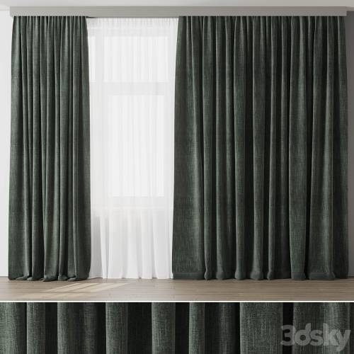 '3dsky Pro - Curtain with rod 003 green curtain HBH'