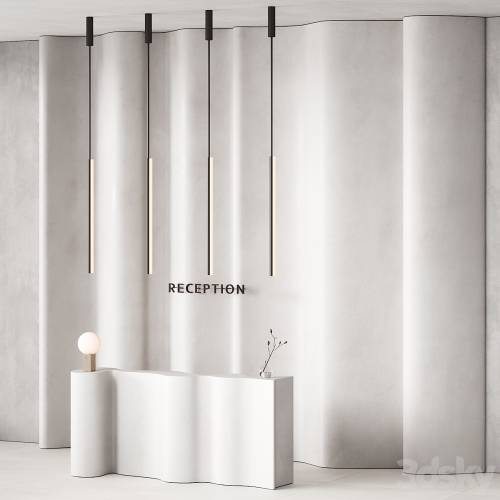 '3dsky Pro - 379 office furniture 17 reception desk 12 double wave with plant'