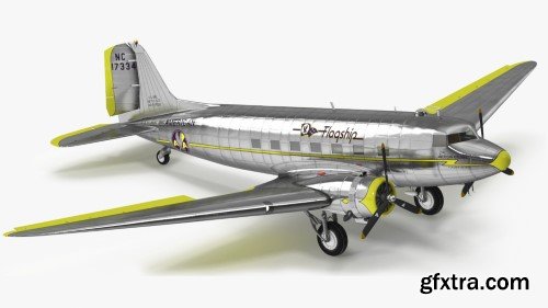 Turbosquid -  Vintage Propeller Aircraft Douglas DC-3 Rigged for Maya