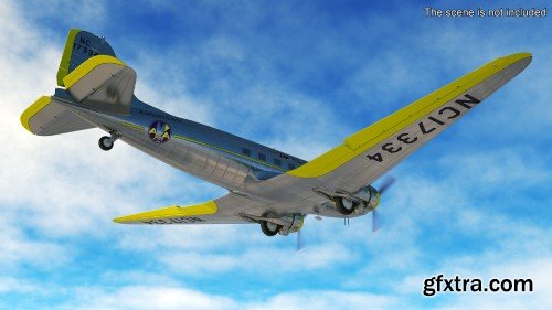 Turbosquid -  Vintage Propeller Aircraft Douglas DC-3 Rigged for Maya