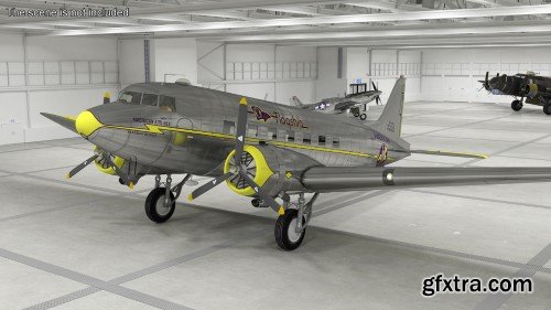 Turbosquid -  Vintage Propeller Aircraft Douglas DC-3 Rigged for Maya