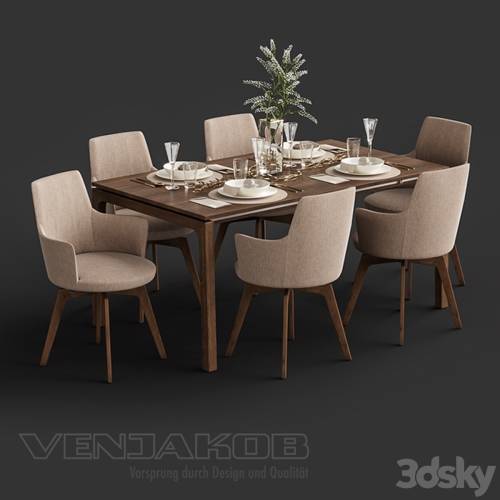 '3dsky Pro - Venjakob Alexia Chair with Dining Table ET388'