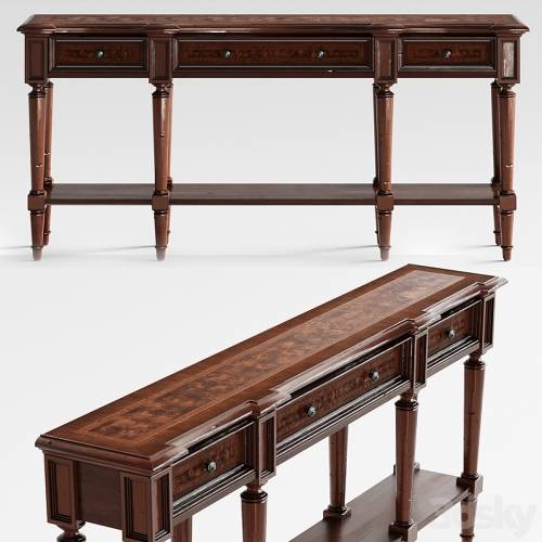 '3dsky Pro - Hooker Furniture Living Room Grandover Three Drawer Console Table'