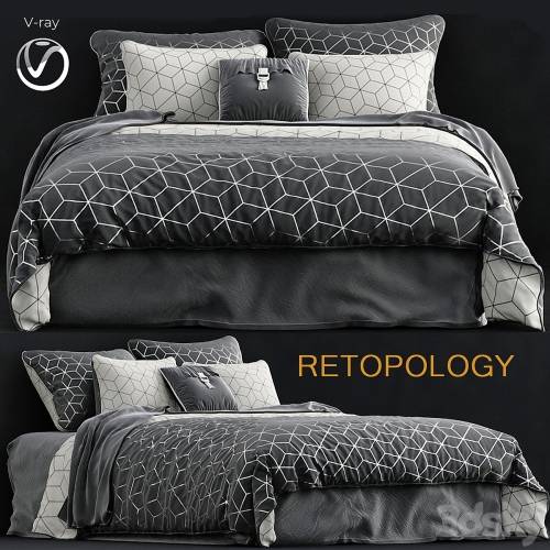 '3dsky Pro - Charcoal sine quilt cover set'