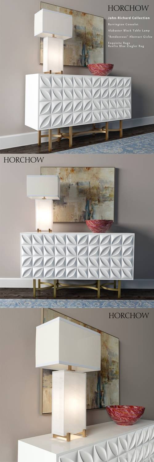 '3dsky Pro - Chest Barrington Console and the lamp Alabaster Block Table Lamp'