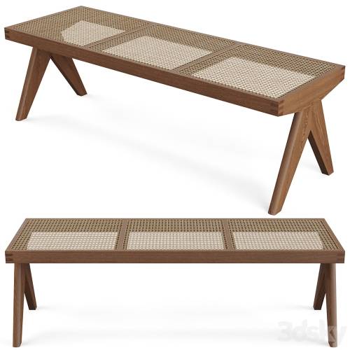 '3dsky Pro - Rattan Bench by Pierre Jeanneret'