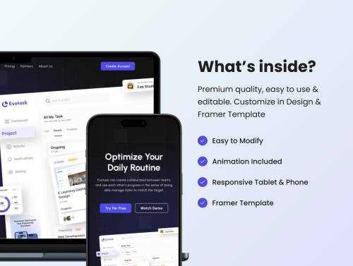 'Evotask - Task Manager Landing Page'