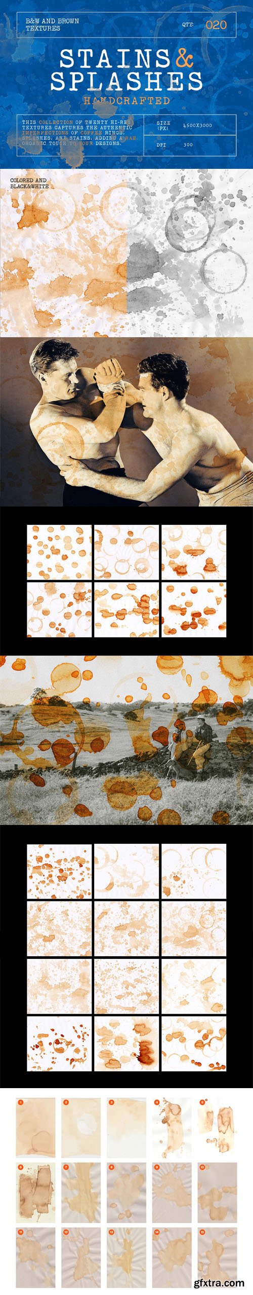 50+ Cofee Stains & Splashes Overlays for Photoshop