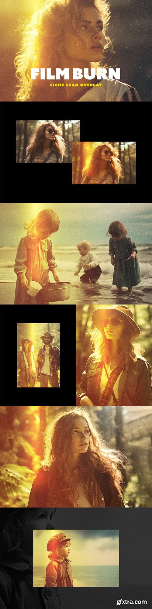 Film Burn Light Leak Overlays - Photoshop Effects