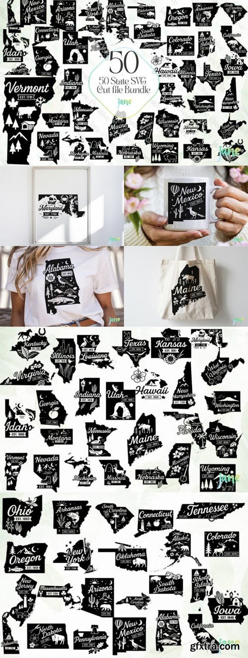 50 State SVG Cut Files Bundle