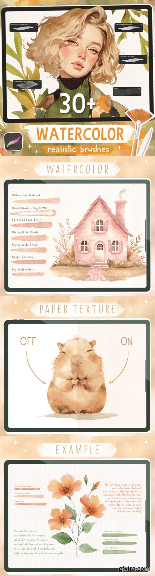 30 Realistic Watercolor Brushes for Procreate