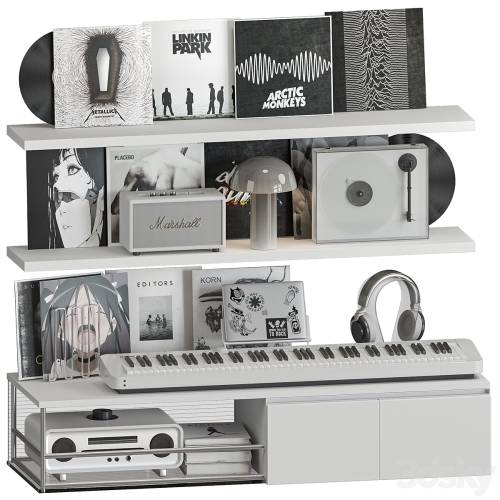'3dsky Pro - Shelf with Vinyl Records and Music equipment'