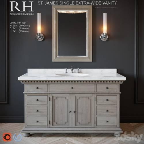 '3dsky Pro - St.James single extra-wide vanity'