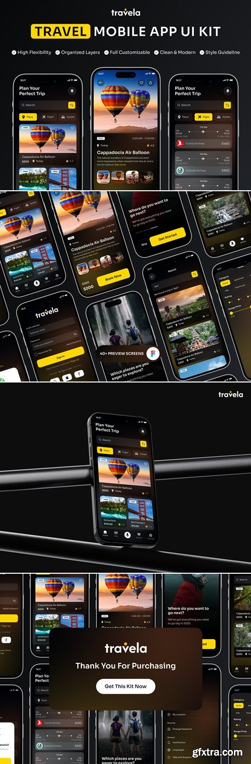 Travela - Travel & Booking Mobile App UI Kit