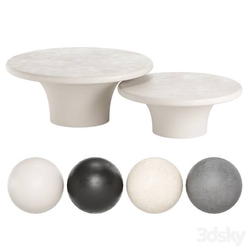 '3dsky Pro - Pompeo Round Ivory Cast Resin Nesting Coffee Table Set'