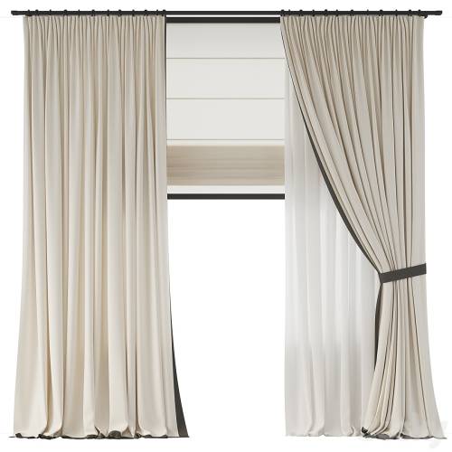 '3dsky Pro - Curtains with piping and grab'
