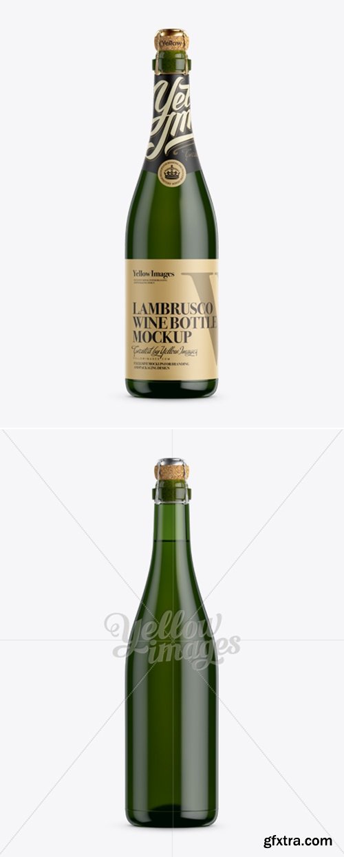 YellowImages - Green Glass Lambrusco Wine Bottle Mockup 12531