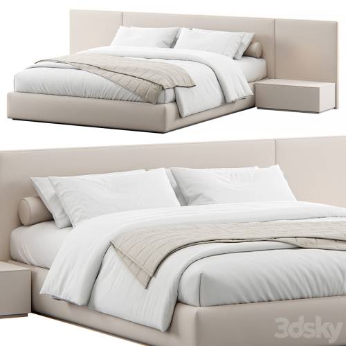 '3dsky Pro - Contemporary Upholstered Headboard Bed'