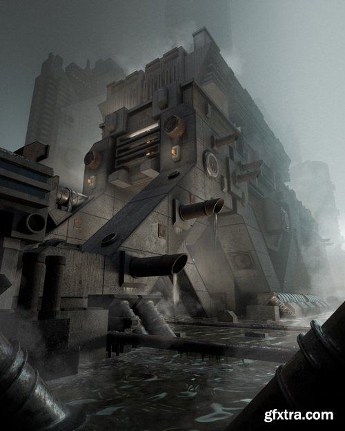 Superhivemarket - Dystopian Blocks - Brutalist Structures Kitbash Buildings