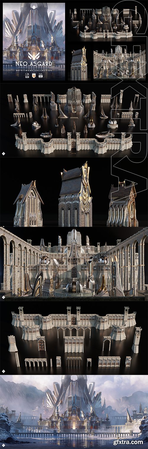 Superhivemarket - Neo Asgard - Nordic Fantasy Style Buildings Kitbash Pack Superhivemarket - Neo Asgard - Nordic Fantasy Style Buildings Kitbash Pack