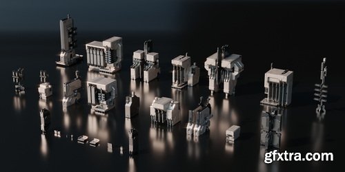 Superhivemarket - Space Base - Sci Fi Modules, Buildings &amp; Environment Assets 3D Kitbash Pack