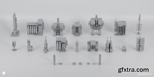 Superhivemarket - Space Base - Sci Fi Modules, Buildings &amp; Environment Assets 3D Kitbash Pack