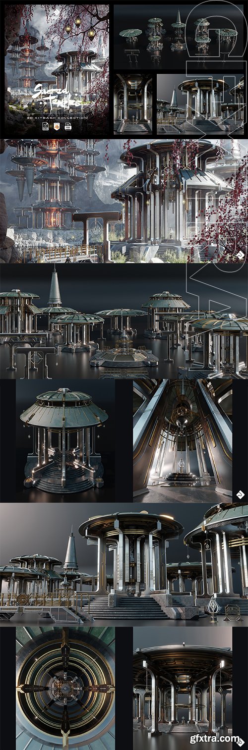 Superhivemarket - Sacred Temples - Asian Styled Buildings & Environment Assets 3D Kitbash Pack Superhivemarket - Sacred Temples - Asian Styled Buildings & Environment Assets 3D Kitbash Pack