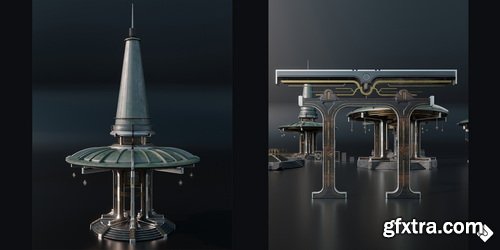 Superhivemarket - Sacred Temples - Asian Styled Buildings &amp; Environment Assets 3D Kitbash Pack