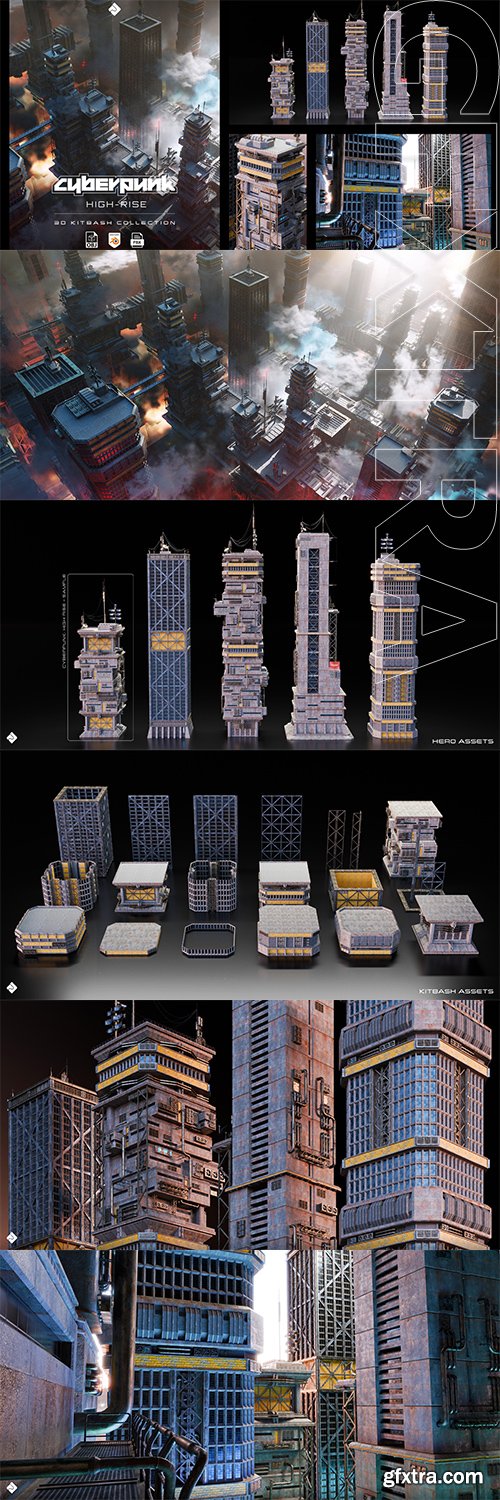 Superhivemarket - High Rise - Cyber Futuristic 3D Kitbash Pack