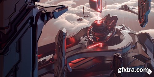 Superhivemarket - Epic Sci-Fi - Hard Surface Sci Fi Buildings &amp; Environment Assets 3D Kitbash Pack