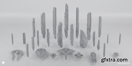 Superhivemarket - Epic Sci-Fi - Hard Surface Sci Fi Buildings &amp; Environment Assets 3D Kitbash Pack