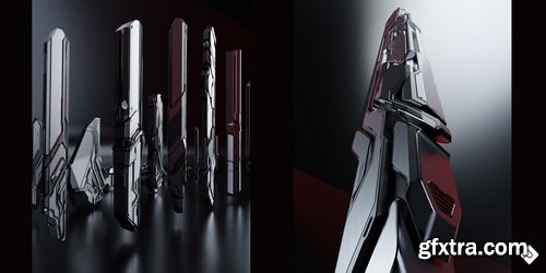 Superhivemarket - Epic Sci-Fi - Hard Surface Sci Fi Buildings &amp; Environment Assets 3D Kitbash Pack