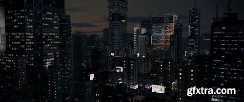 Superhivemarket - Skyline Ukiyo Modern Metropolis - Modern Cities Kitbash Greeble Assets